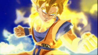 ssj Goku tranforming in Game